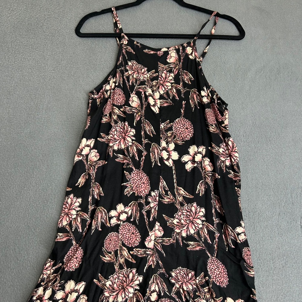 Blu Pepper Jumpsuit Womens M Black Floral Halter Wide Leg Boho Summer Sleeveless